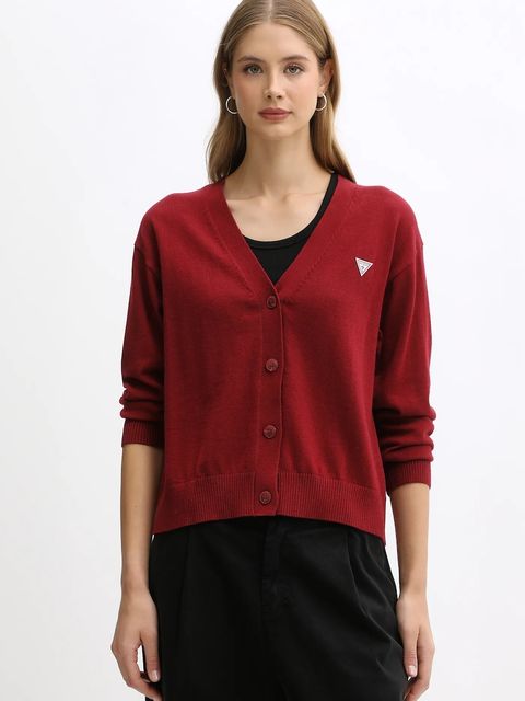 Guess Jeans kardigan z domieszką wełny kolor bordowy lekki W4BR16 Z3HO2