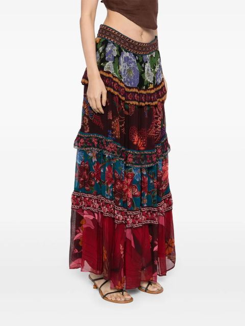 FARM Rio floral-print ruffle skirt - Neutrals