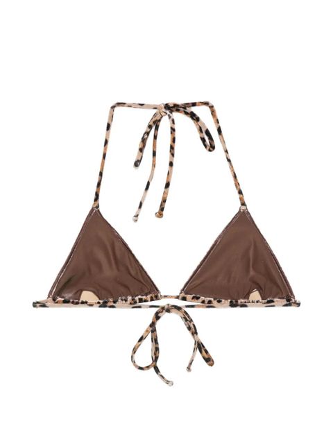 MC2 Saint Barth Leah leopard-pattern triangle bikini top - Brown - zdjęcie produktu nr 2