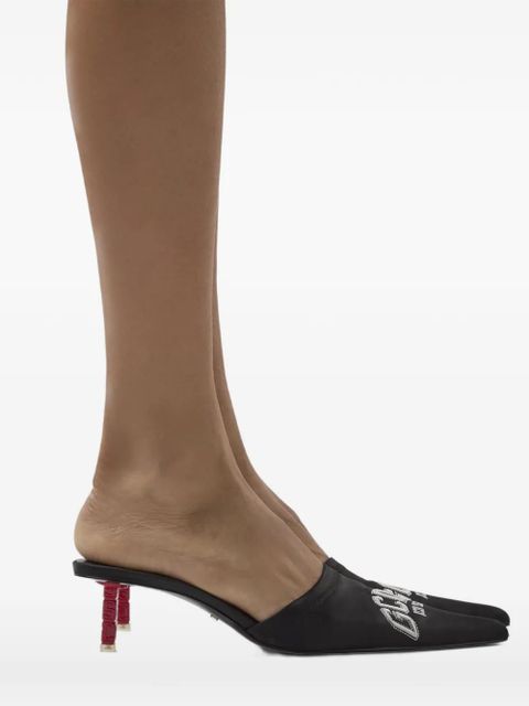 GCDS logo-embroidered mules - Black