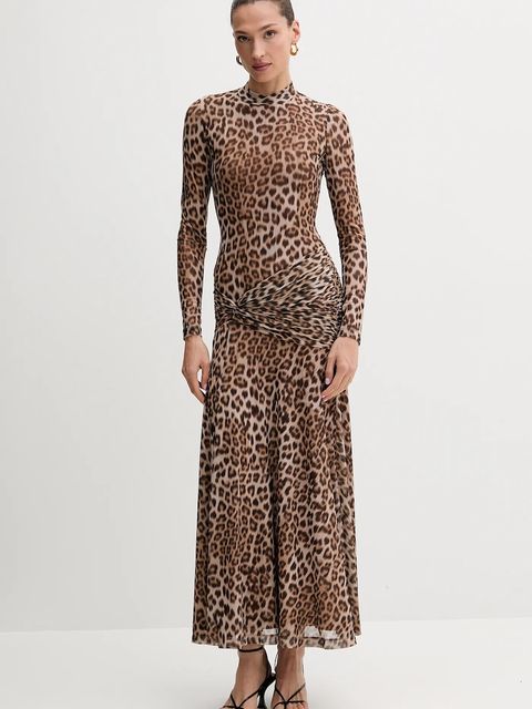 Bardot sukienka kolor brązowy maxi rozkloszowana 58853DB8 - zdjęcie produktu nr 1