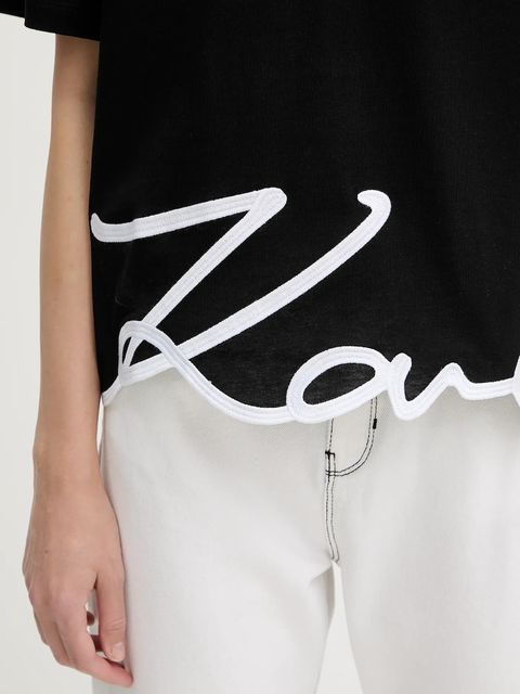 Karl Lagerfeld t-shirt bawełniany damski kolor czarny A2W17104