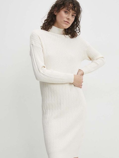 Answear.LAB sukienka kolor beżowy mini dopasowana