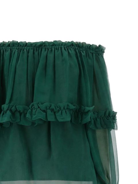Saint Laurent ruffled off-shoulder top - Green - zdjęcie produktu nr 2