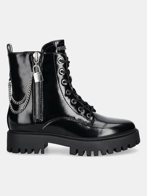 Guess botki FIORELO damskie kolor czarny na płaskim obcasie FLTFRO ELE10