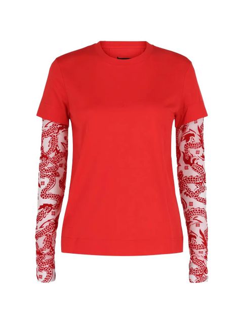 Givenchy dragon pattern long-sleeve T-shirt - Red - zdjęcie produktu nr 1
