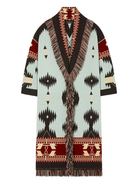Alanui Icon jacquard fringed cardi-coat - Blue - zdjęcie produktu nr 1