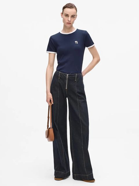 Karl Lagerfeld t-shirt IKON damski kolor granatowy A4W17097