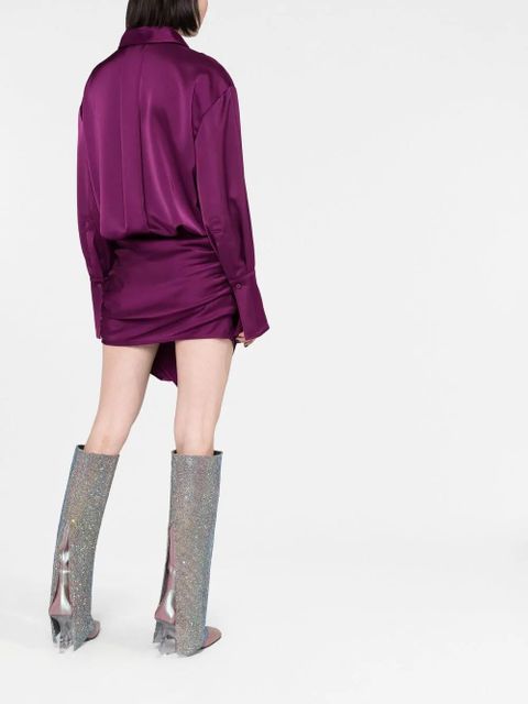 The Attico Hatty satin mini shirtdress - Purple