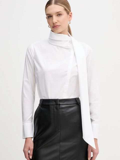 Sandro Ferrone koszula damska kolor biały regular z wiązanym dekoltem S7YBFMOSCA - zdjęcie produktu nr 1