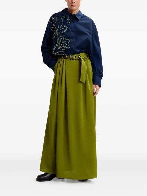 Essentiel Antwerp pleated-detail belted skirt - Green - zdjęcie produktu nr 2