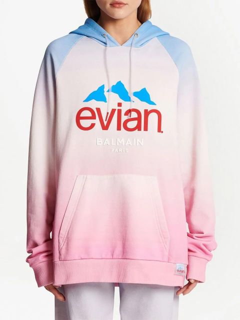 Balmain x Evian gradient-effect oversized hoodie - Pink