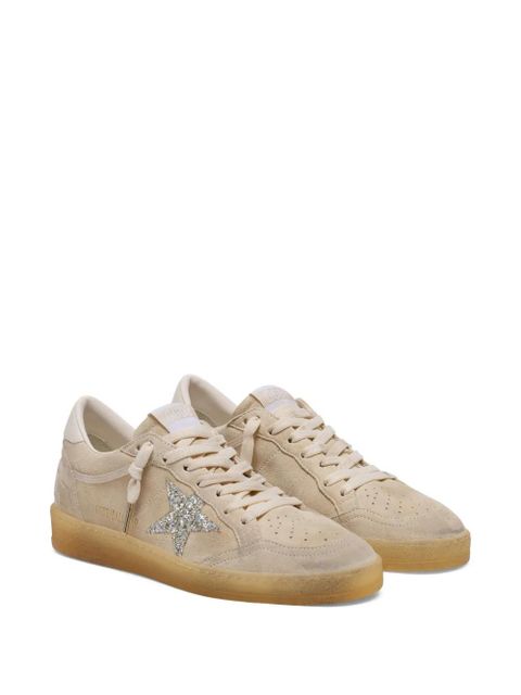 Golden Goose Ball Star in pearl suede with silver glitter star sneakers - Neutrals - zdjęcie produktu nr 2