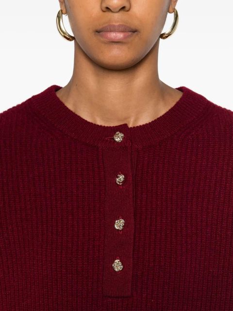 SANDRO ribbed button-embellished sweater - Red