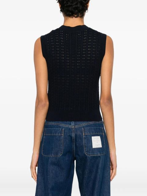 SANDRO textured-knit sleeveless top - Blue