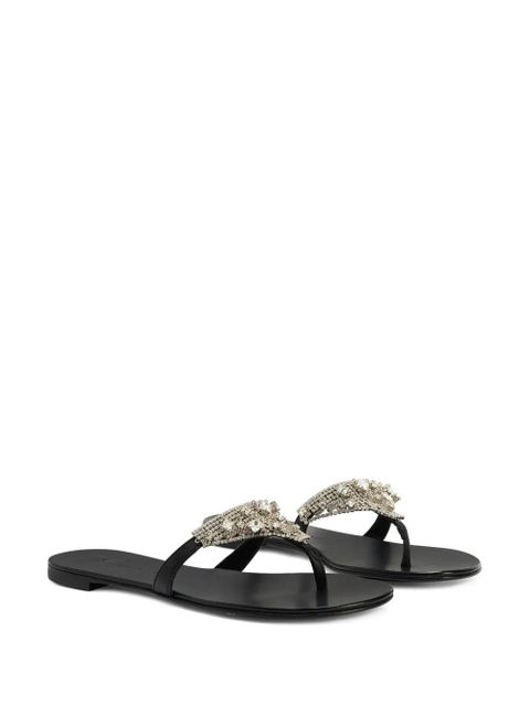 Giuseppe Zanotti Clarett crystal-embellished flat sandals - Black