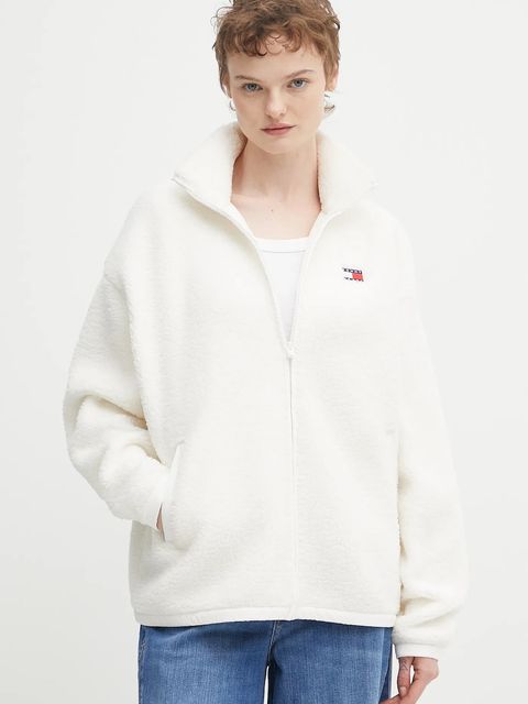 Tommy Jeans bluza polarowa damska kolor beżowy gładka DW0DW21596 - zdjęcie produktu nr 1