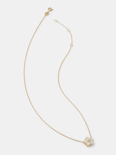 Tory Burch naszyjnik pozłacany Kira Flower Pendant - zdjęcie produktu nr 1