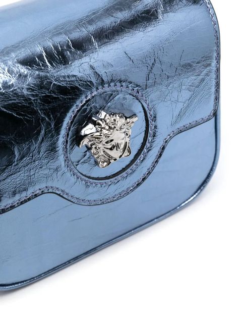Versace La Medusa metallic leather mini bag - Blue
