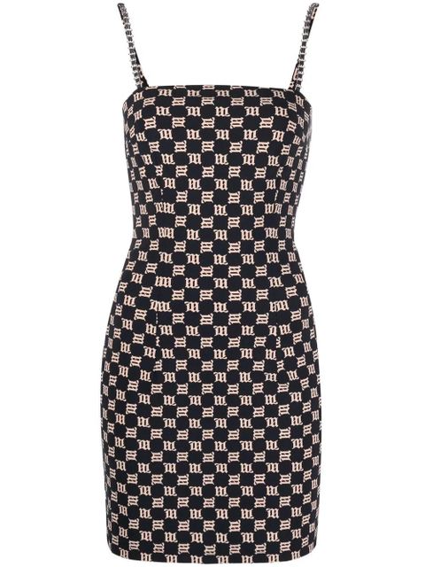 MISBHV monogram-print fitted dress - Black - zdjęcie produktu nr 1