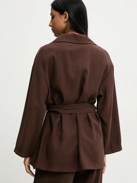 Answear.LAB marynarka kolor brązowy oversize gładka
