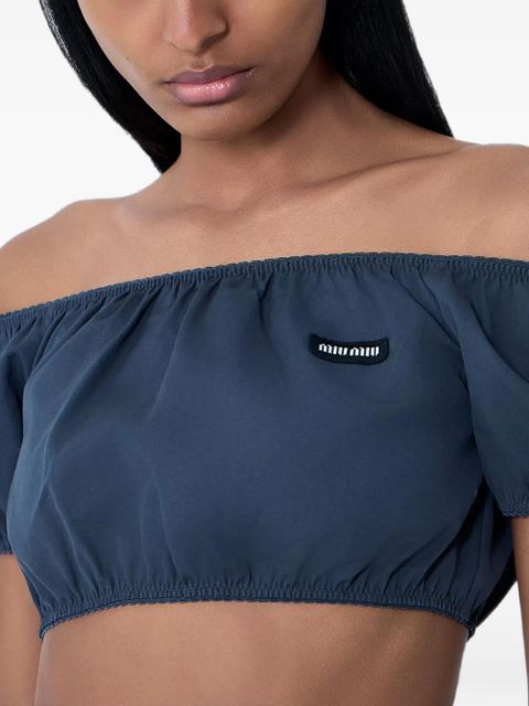 Miu Miu gathered off-shoulder top - Blue - zdjęcie produktu nr 2