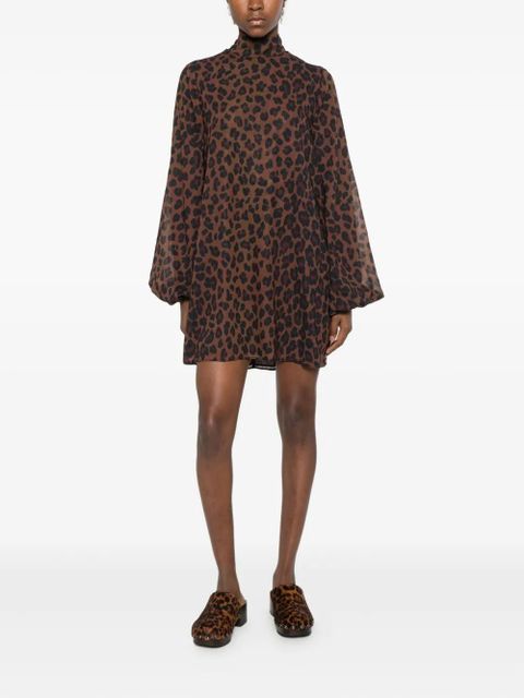 Simon Miller leopard-print high-neck mini dress - Brown - zdjęcie produktu nr 2