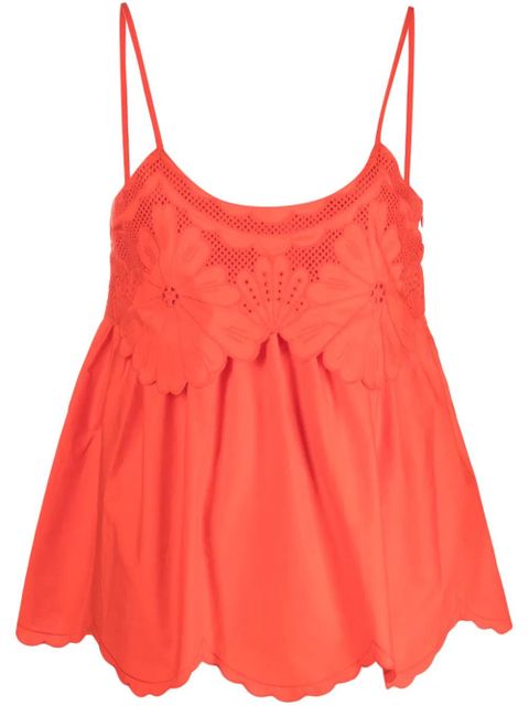 TWINSET broderie anglaise poplin top - Orange - zdjęcie produktu nr 1