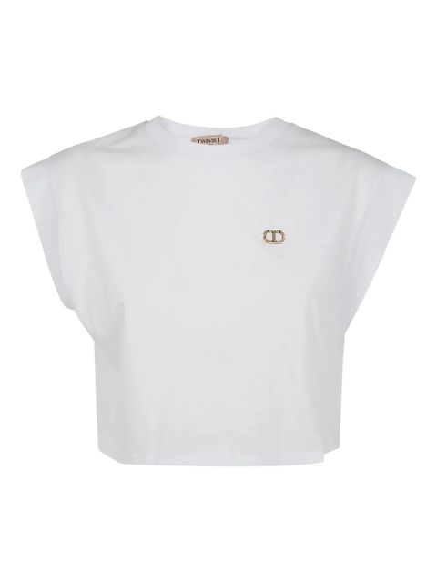 TWINSET cap-sleeve cropped top - White - zdjęcie produktu nr 1