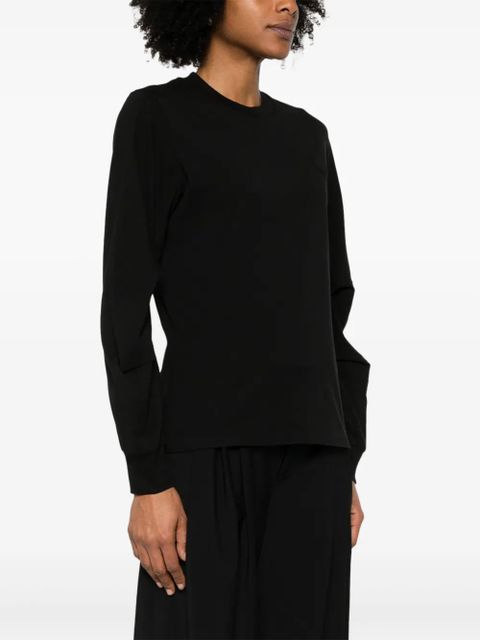 Moncler pleated-sleeve cotton T-Shirt - Black