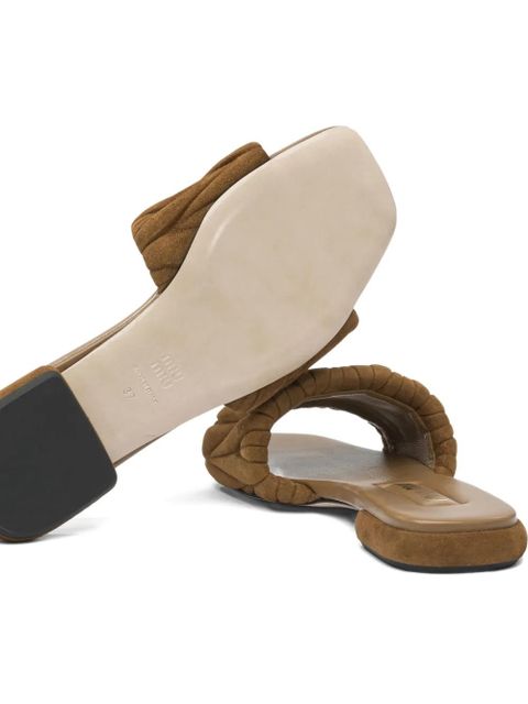 Miu Miu Matelassé suede sandals - Brown