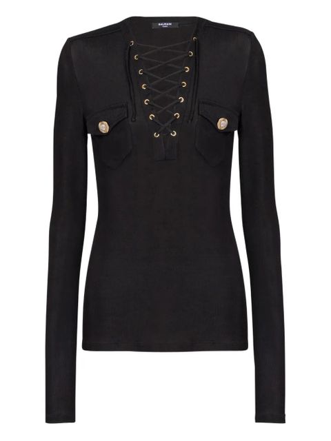 Balmain long-sleeved lace-up top - Black - zdjęcie produktu nr 1