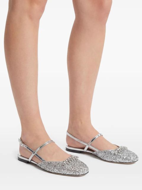Jimmy Choo Belinda glitter-embellished slingback sandals - Silver
