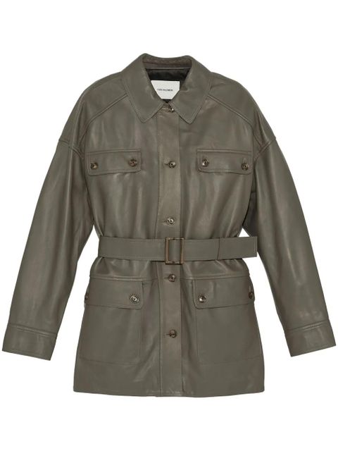 Yves Salomon belted leather jacket - Grey - zdjęcie produktu nr 1