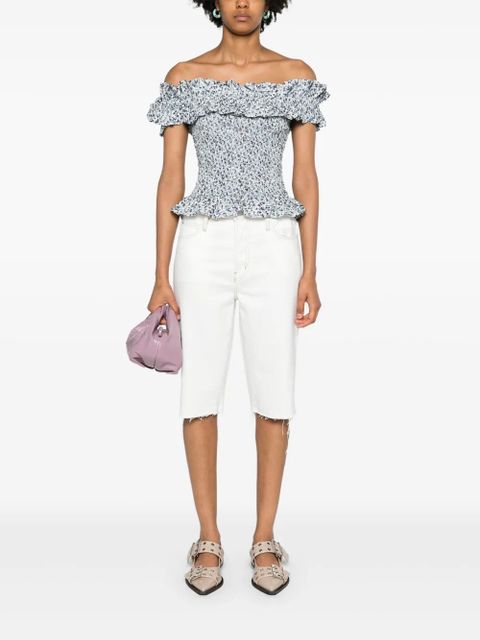 GANNI off-shoulder smocked top - White - zdjęcie produktu nr 2