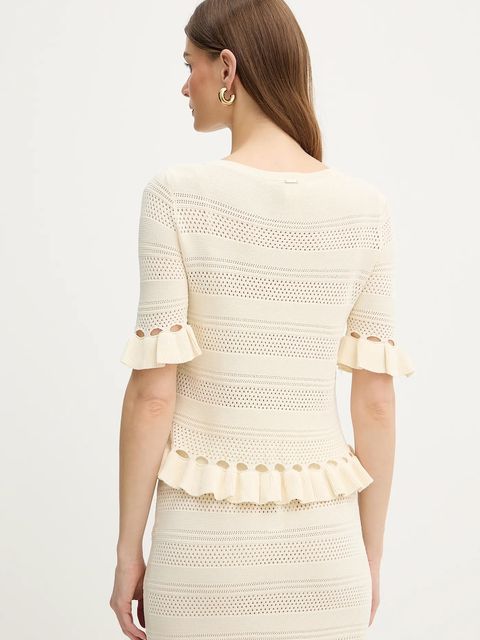 Twinset bluzka damska kolor beżowy gładka 261TP3082