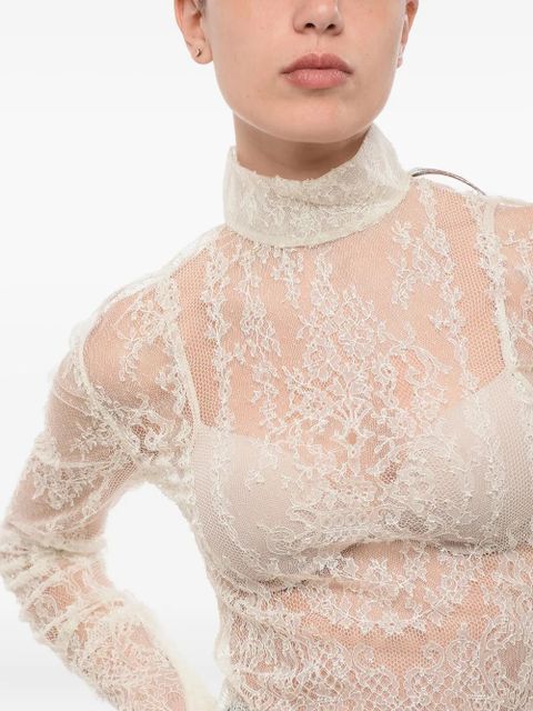 Balmain lace turtleneck top - White
