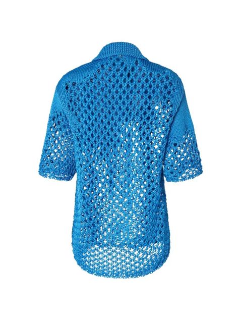 FENDI knitted polo top - Blue