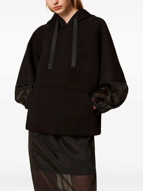 TWINSET organza-sleeve sweatshirt - Black