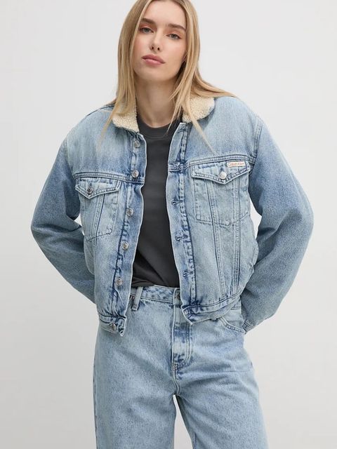 Calvin Klein Jeans kurtka damska kolor niebieski zimowa J20J224096
