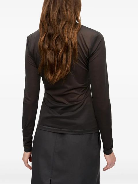 GANNI logo-patch T-shirt - Grey