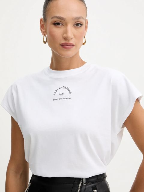 Karl Lagerfeld t-shirt bawełniany damski kolor biały B1W17032