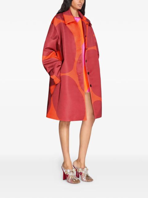 DRIES VAN NOTEN printed A-line oversized coat - Red