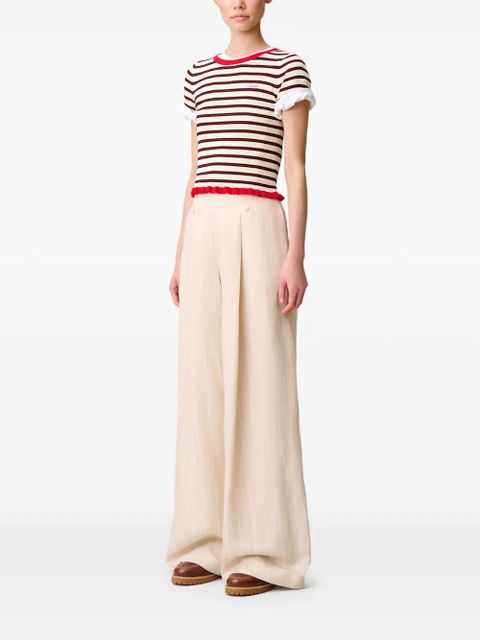 Claudie Pierlot button-detail striped trousers - Neutrals