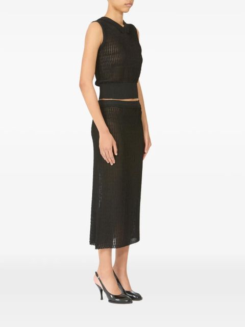 Maison Margiela ribbed-knit midi skirt - Black