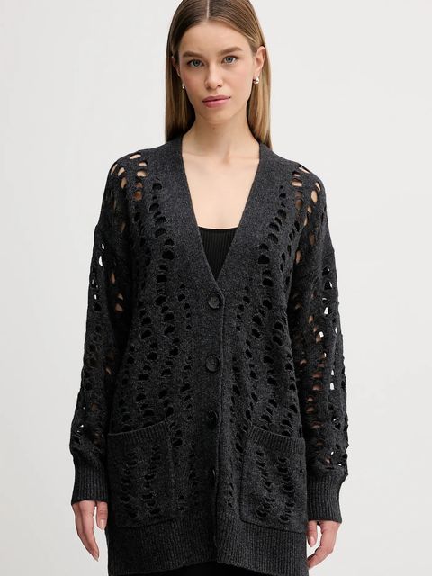 Sisley kardigan z dodatkiem wełny damskie kolor szary ciepły 1UFLL602W - zdjęcie produktu nr 1