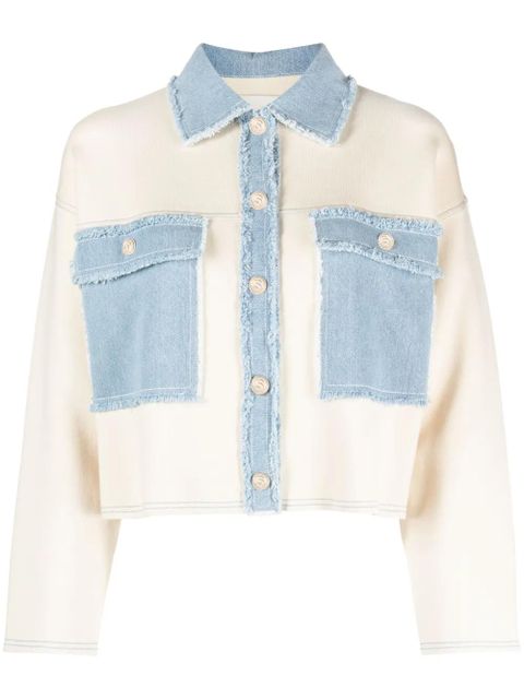 SANDRO two-tone denim jacket - Neutrals