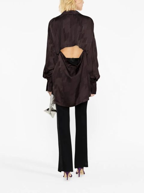 The Attico Diana cut-out asymmetric shirt - Brown