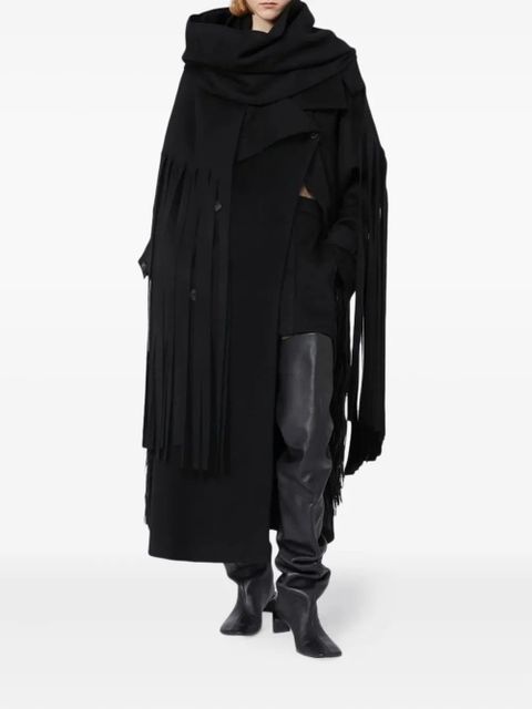 Sportmax fringed wool scarf - Black - zdjęcie produktu nr 1