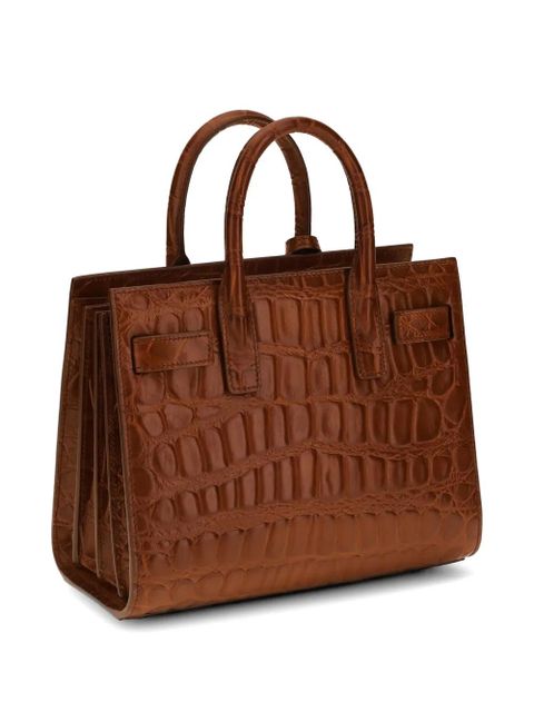 Saint Laurent Sac de Jour crocodile-effect leather tote bag - Brown